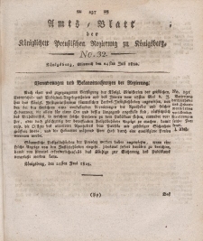 Amts-Blatt der Königlichen Preußischen Regierung zu Königsberg, Mittwoch, 24. Juli 1822, Nr. 32