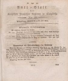 Amts-Blatt der Königlichen Preußischen Regierung zu Königsberg, Mittwoch, 31. Juli 1822, Nr. 33
