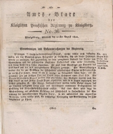 Amts-Blatt der Königlichen Preußischen Regierung zu Königsberg, Mittwoch, 21. August 1822, Nr. 36