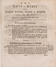 Amts-Blatt der Königlichen Preußischen Regierung zu Königsberg, Mittwoch, 28. August 1822, Nr. 37