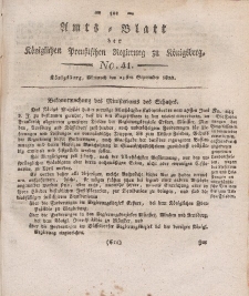 Amts-Blatt der Königlichen Preußischen Regierung zu Königsberg, Mittwoch, 25. September 1822, Nr. 41