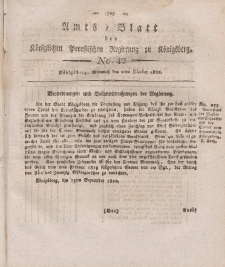 Amts-Blatt der Königlichen Preußischen Regierung zu Königsberg, Mittwoch, 2. Oktober 1822, Nr. 42