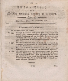 Amts-Blatt der Königlichen Preußischen Regierung zu Königsberg, Mittwoch, 9. Oktober 1822, Nr. 43