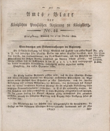 Amts-Blatt der Königlichen Preußischen Regierung zu Königsberg, Mittwoch, 16. Oktober 1822, Nr. 44