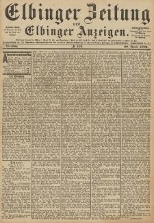 Elbinger Zeitung und Elbinger Anzeigen, Nr. 100 Dienstag 30. April 1889