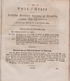 Amts-Blatt der Königlichen Preußischen Regierung zu Königsberg, Mittwoch, 18. Dezember 1822, Nr. 53