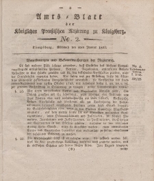 Amts-Blatt der Königlichen Preußischen Regierung zu Königsberg, Mittwoch, 8. Januar 1823, Nr. 2