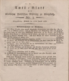 Amts-Blatt der Königlichen Preußischen Regierung zu Königsberg, Mittwoch, 15. Januar 1823, Nr. 3