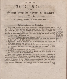 Amts-Blatt der Königlichen Preußischen Regierung zu Königsberg, Mittwoch, 22. Januar 1823, Nr. 4