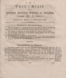 Amts-Blatt der Königlichen Preußischen Regierung zu Königsberg, Mittwoch, 29. Januar 1823, Nr. 5
