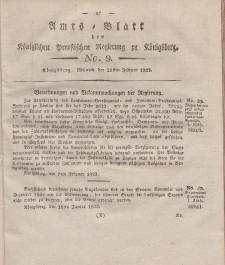 Amts-Blatt der Königlichen Preußischen Regierung zu Königsberg, Mittwoch, 26. Februar 1823, Nr. 9