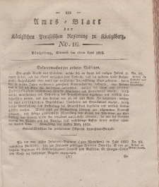 Amts-Blatt der Königlichen Preußischen Regierung zu Königsberg, Mittwoch, 16. April 1823, Nr. 16