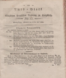 Amts-Blatt der Königlichen Preußischen Regierung zu Königsberg, Mittwoch, 23. April 1823, Nr. 17