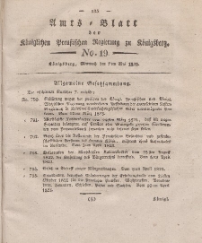Amts-Blatt der Königlichen Preußischen Regierung zu Königsberg, Mittwoch, 7. Mai 1823, Nr. 19