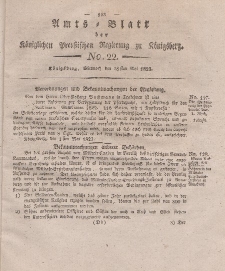 Amts-Blatt der Königlichen Preußischen Regierung zu Königsberg, Mittwoch, 28. Mai 1823, Nr. 22