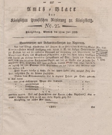 Amts-Blatt der Königlichen Preußischen Regierung zu Königsberg, Mittwoch, 18. Juni 1823, Nr. 25
