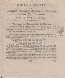 Amts-Blatt der Königlichen Preußischen Regierung zu Königsberg, Mittwoch, 2. Juli 1823, Nr. 27