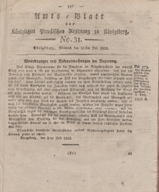 Amts-Blatt der Königlichen Preußischen Regierung zu Königsberg, Mittwoch, 30. Juli 1823, Nr. 31