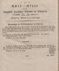 Amts-Blatt der Königlichen Preußischen Regierung zu Königsberg, Mittwoch, 6. August 1823, Nr. 32
