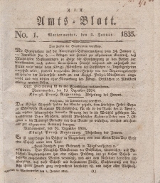 Amts-Blatt der Königl. Regierung zu Marienwerder, 2. Januar 1835, No. 1.