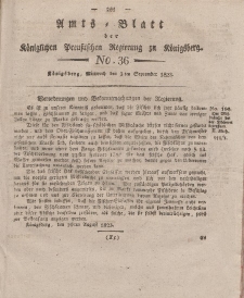 Amts-Blatt der Königlichen Preußischen Regierung zu Königsberg, Mittwoch, 3. September 1823, Nr. 36