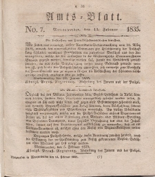 Amts-Blatt der Königl. Regierung zu Marienwerder, 13. Februar 1835, No. 7.