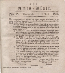 Amts-Blatt der Königl. Regierung zu Marienwerder, 10. April 1835, No. 15.