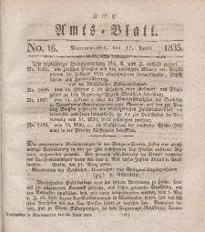 Amts-Blatt der Königl. Regierung zu Marienwerder, 17. April 1835, No. 16.