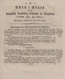 Amts-Blatt der Königlichen Preußischen Regierung zu Königsberg, Mittwoch, 1. Oktober 1823, Nr. 40