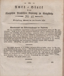 Amts-Blatt der Königlichen Preußischen Regierung zu Königsberg, Mittwoch, 5. November 1823, Nr. 45