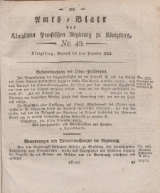 Amts-Blatt der Königlichen Preußischen Regierung zu Königsberg, Mittwoch, 3. Dezember 1823, Nr. 49