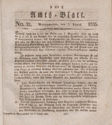 Amts-Blatt der Königl. Regierung zu Marienwerder, 7. August 1835, No. 32.