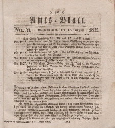 Amts-Blatt der Königl. Regierung zu Marienwerder, 14. August 1835, No. 33.