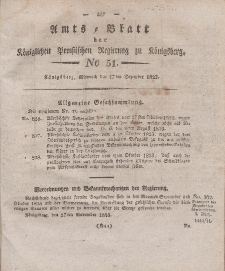 Amts-Blatt der Königlichen Preußischen Regierung zu Königsberg, Mittwoch, 17. Dezember 1823, Nr. 51