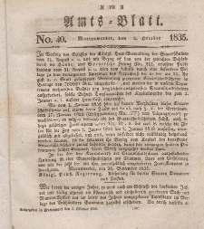 Amts-Blatt der Königl. Regierung zu Marienwerder, 2. Oktober 1835, No. 40.