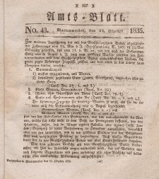 Amts-Blatt der Königl. Regierung zu Marienwerder, 23. Oktober 1835, No. 43.