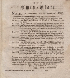 Amts-Blatt der Königl. Regierung zu Marienwerder, 13. November 1835, No. 46.
