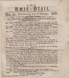 Amts-Blatt der Königl. Regierung zu Marienwerder, 27. November 1835, No. 48.