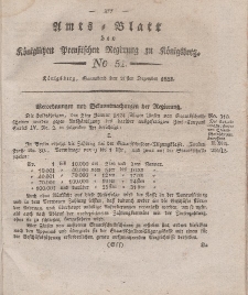 Amts-Blatt der Königlichen Preußischen Regierung zu Königsberg, Mittwoch, 20. Dezember 1823, Nr. 52