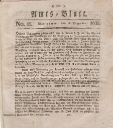 Amts-Blatt der Königl. Regierung zu Marienwerder, 4. Dezember 1835, No. 49.