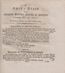 Amts-Blatt der Königlichen Preußischen Regierung zu Königsberg, Mittwoch, 22. September 1824, Nr. 40