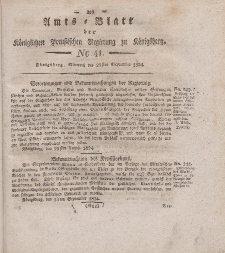 Amts-Blatt der Königlichen Preußischen Regierung zu Königsberg, Mittwoch, 29. September 1824, Nr. 41