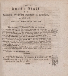 Amts-Blatt der Königlichen Preußischen Regierung zu Königsberg, Mittwoch, 6. Oktober 1824, Nr. 42