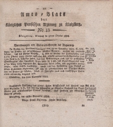 Amts-Blatt der Königlichen Preußischen Regierung zu Königsberg, Mittwoch, 13. Oktober 1824, Nr. 43