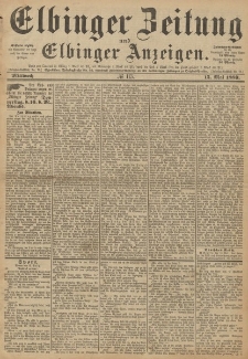 Elbinger Zeitung und Elbinger Anzeigen, Nr. 113 Mittwoch 15. Mai 1889
