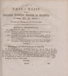 Amts-Blatt der Königlichen Preußischen Regierung zu Königsberg, Mittwoch, 3. November 1824, Nr. 46