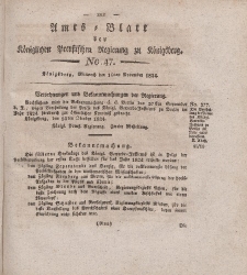 Amts-Blatt der Königlichen Preußischen Regierung zu Königsberg, Mittwoch, 10. November 1824, Nr. 47