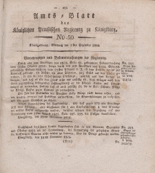 Amts-Blatt der Königlichen Preußischen Regierung zu Königsberg, Mittwoch, 1. Dezember 1824, Nr. 50