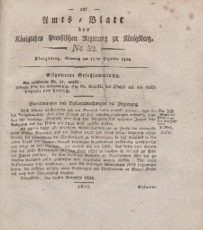 Amts-Blatt der Königlichen Preußischen Regierung zu Königsberg, Mittwoch, 15. Dezember 1824, Nr. 52