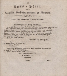 Amts-Blatt der Königlichen Preußischen Regierung zu Königsberg, Mittwoch, 22. Dezember 1824, Nr. 53